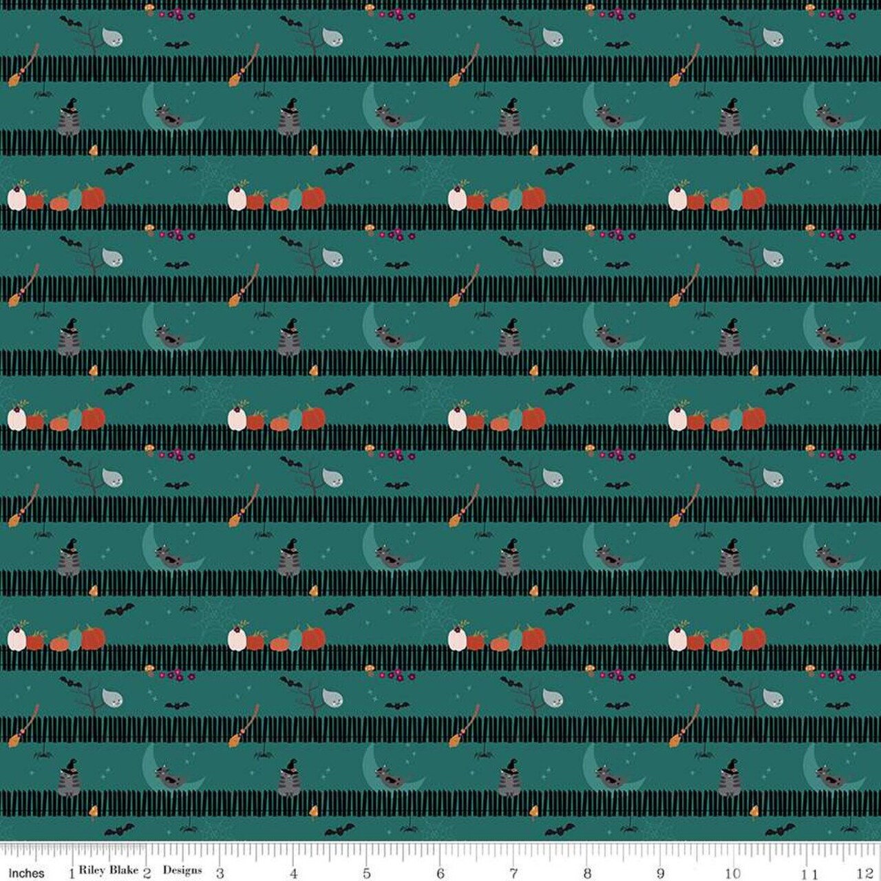 Fabric Riley Blake Teal Sitting on a Gate Little Witch by the Quarter Yard C14564-TEAL